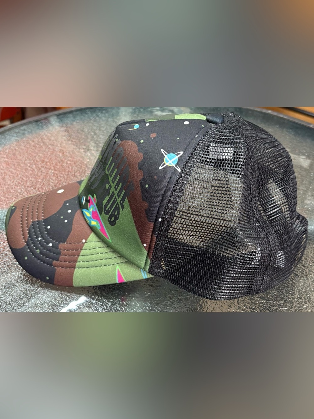Billionaire Boys Club BBC Arch Green & Brown Camo Space Trucker Hat OSFA - Picture 3 of 9